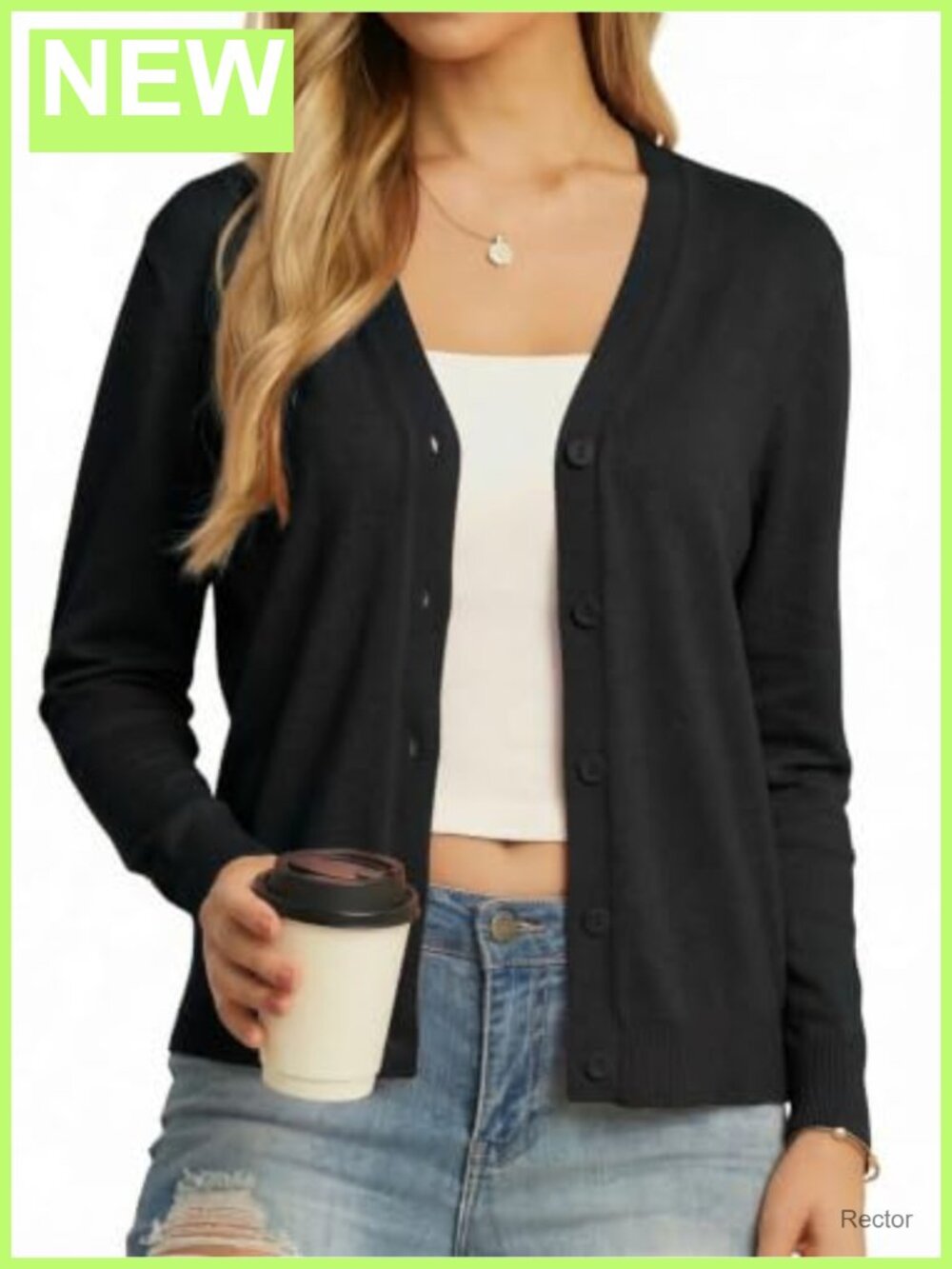 Women's Lightweight Button Front V Neck Cardigan Sweater